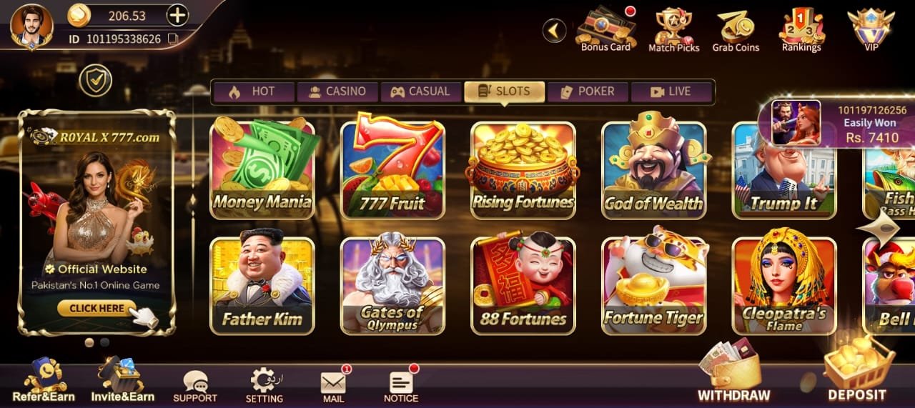 Royal X Casino online slot machines including 777 Fruit, Fortune Tiger and Gates of Olympus